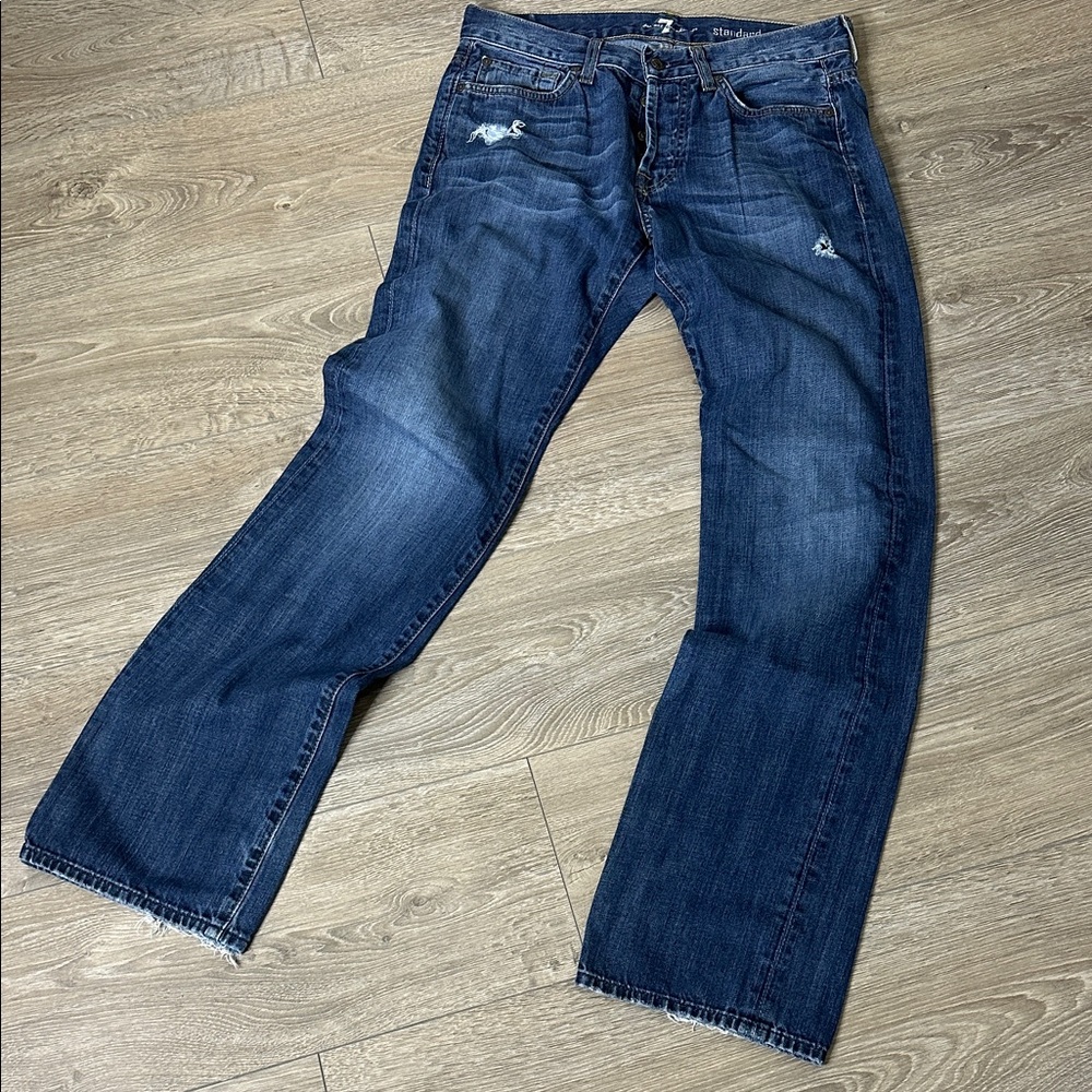 7 For All Mankind Women's Blue Straight Leg Jeans